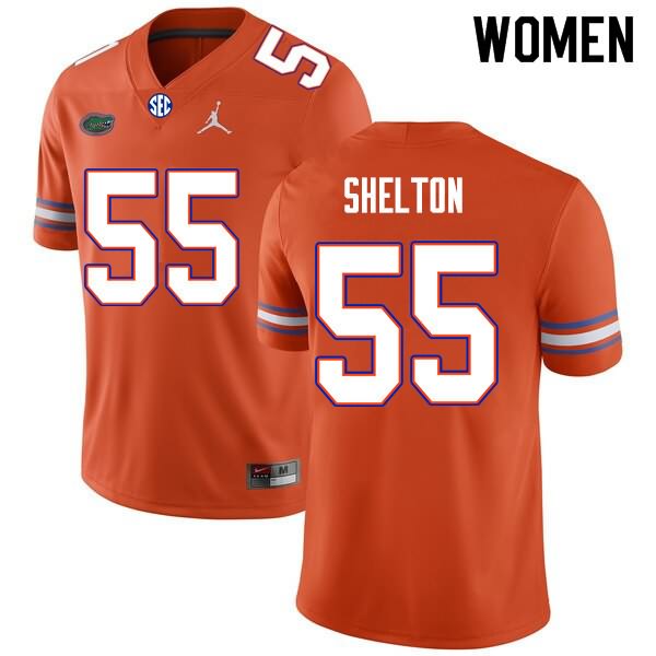 Women's NCAA Florida Gators Antonio Shelton #55 Stitched Authentic Nike Orange College Football Jersey GPN2365PM